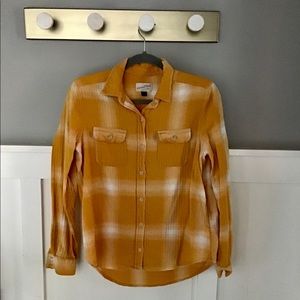 Golden Yellow and White Flannel Button Down
